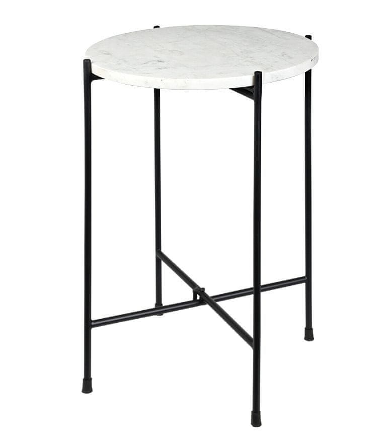 HOMESTYLING Odkladací stolík mramorový biely 35x46 cm
